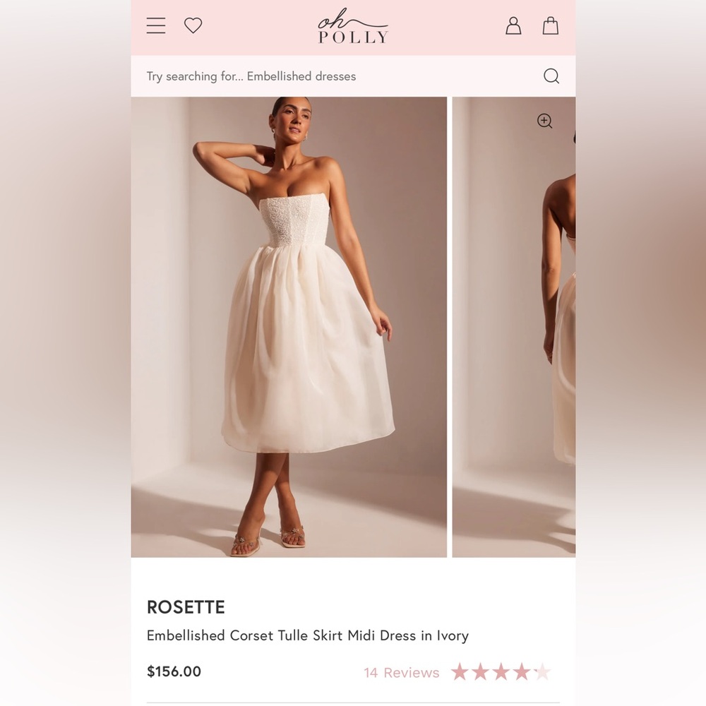 Rosette Oh Polly embellished ivory tulle dress